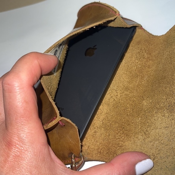 Dean. Cognac Leather Wristlet Clutch - Picture 7 of 9